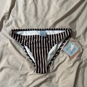 Shade & Shore Black and White Striped Swim Bottom